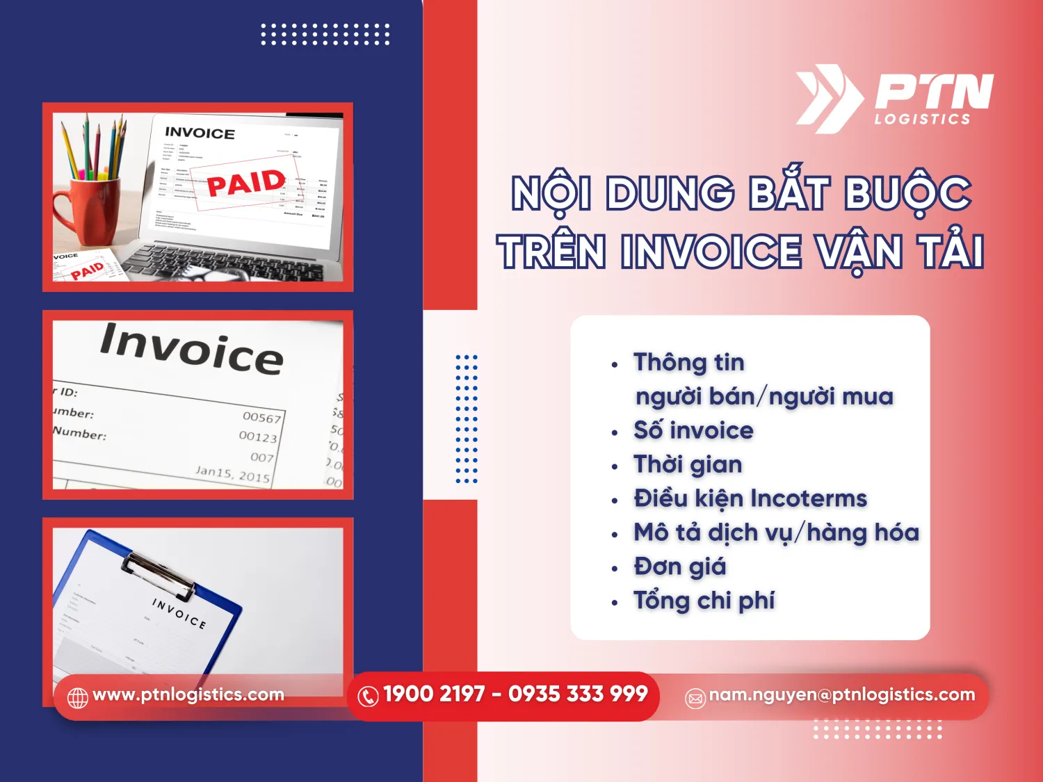 Những nội dung cần có trong hóa đơn