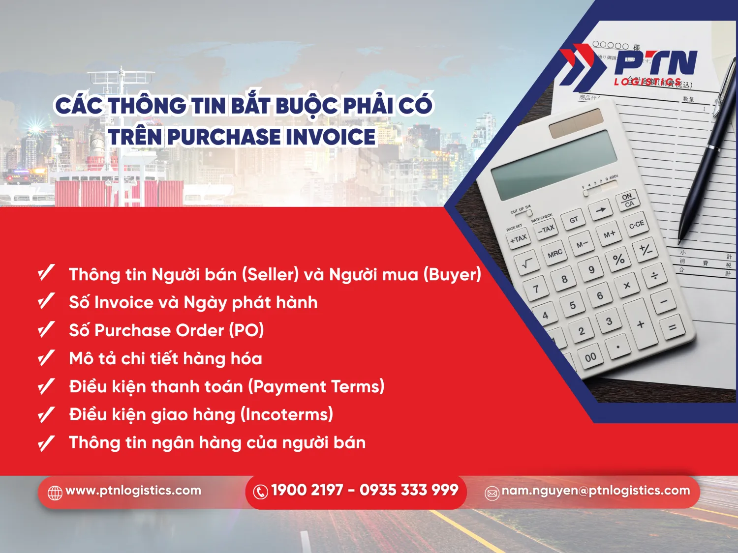 Những thông tin bắt buộc phải có trên purchase invoice