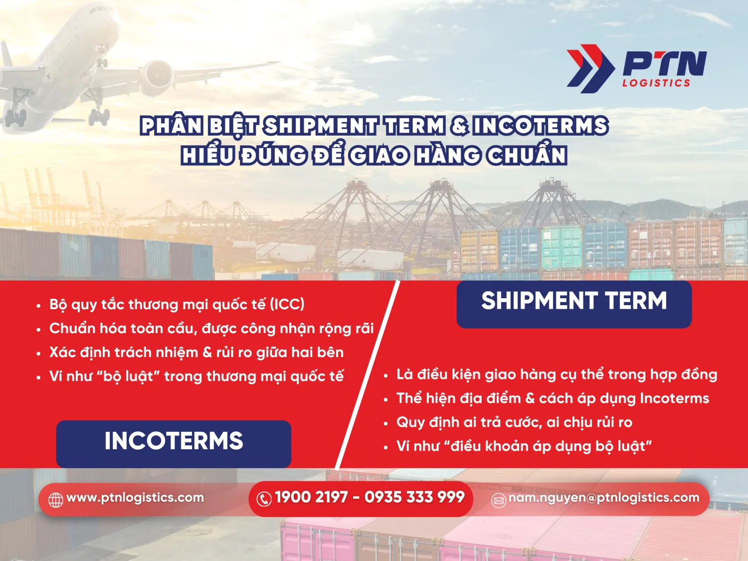 Phân biệt chi tiết shipment term và incoterms