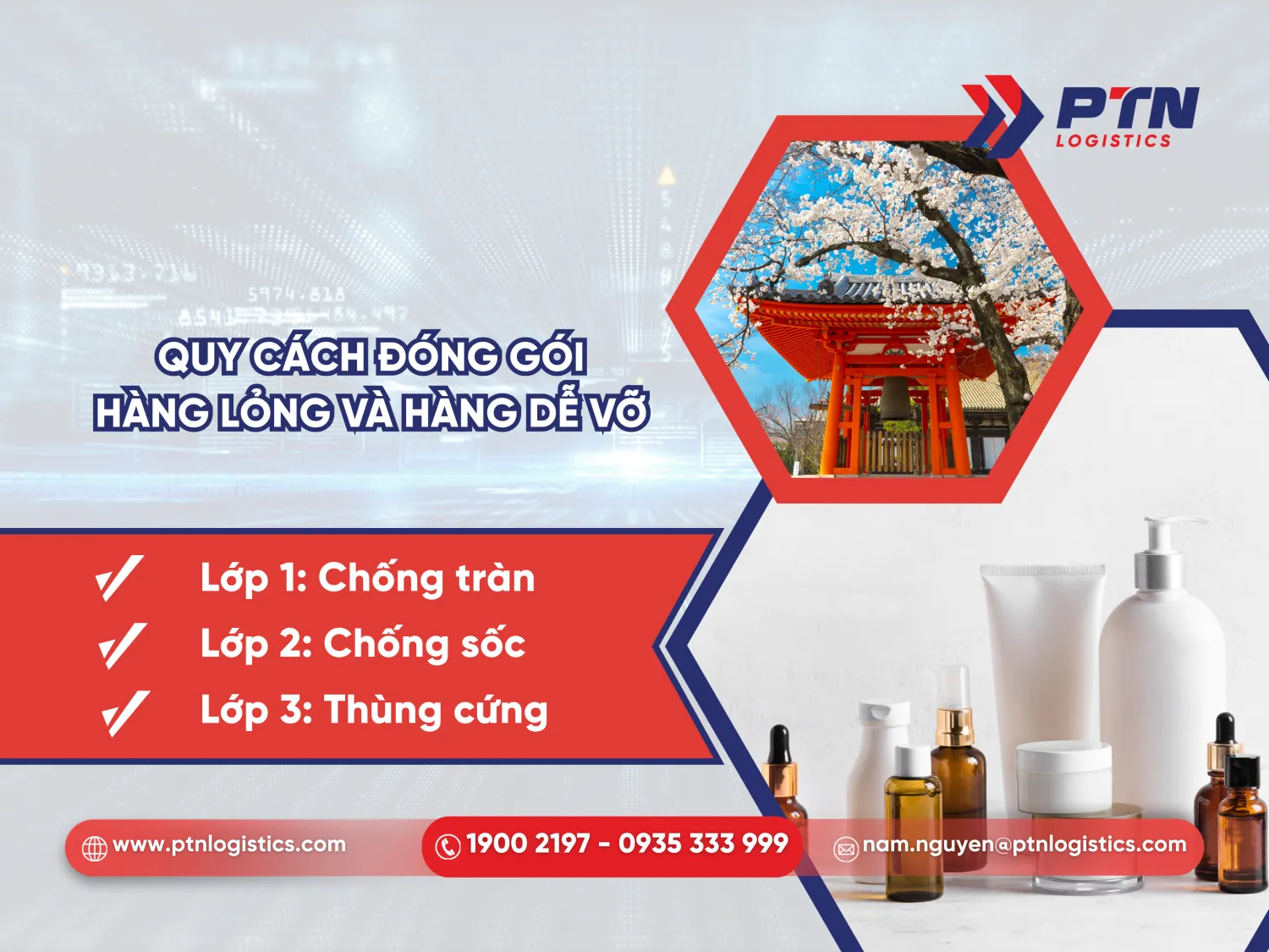 Quy cách đóng gói đối với hàng lỏng và hàng dễ vỡ
