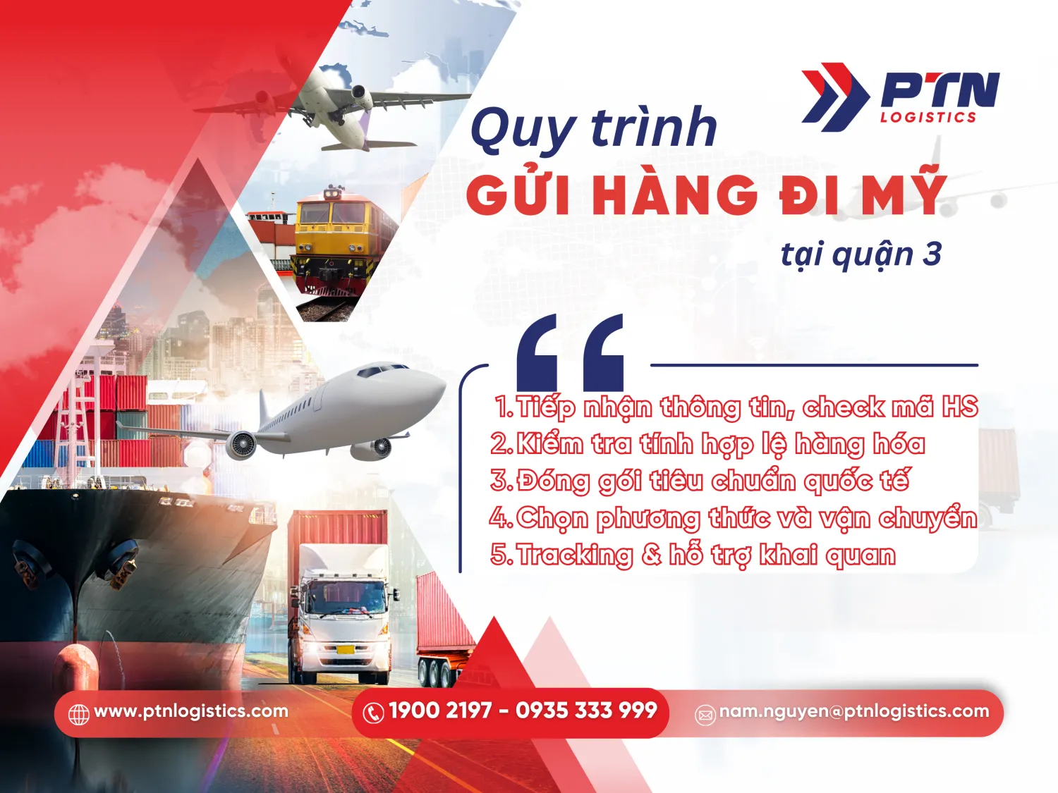 Quy trình các bước gửi hàng đi Mỹ tại quận 3