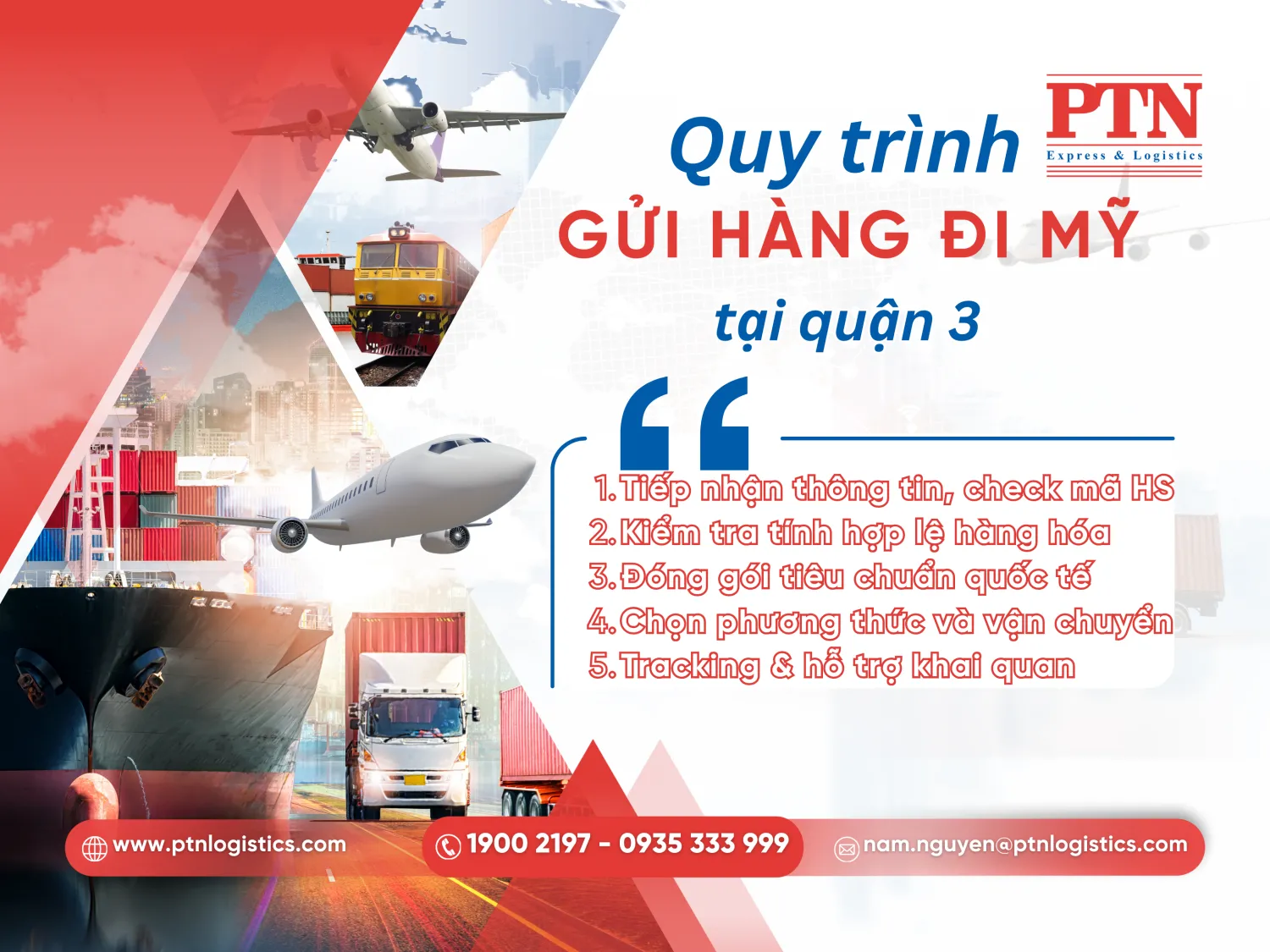 quy trình gửi hàng đi Mỹ tại quận 3