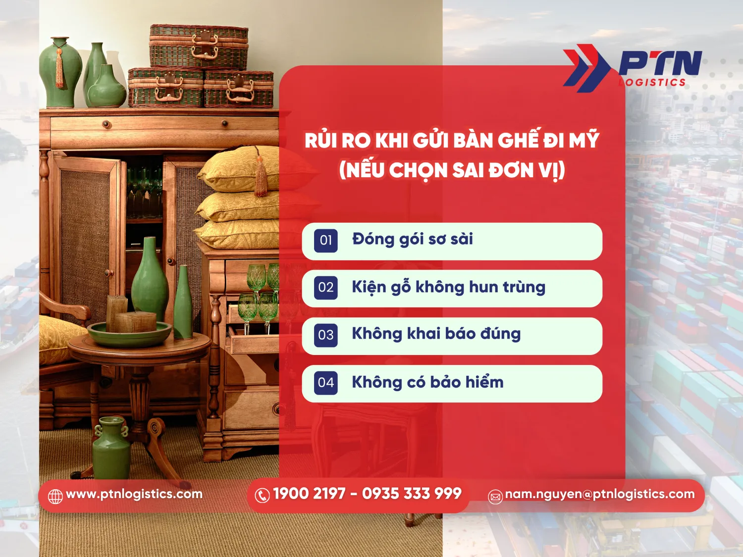 Rủi ro khi gửi bàn ghế đi Mỹ nếu chọn sai đơn vị