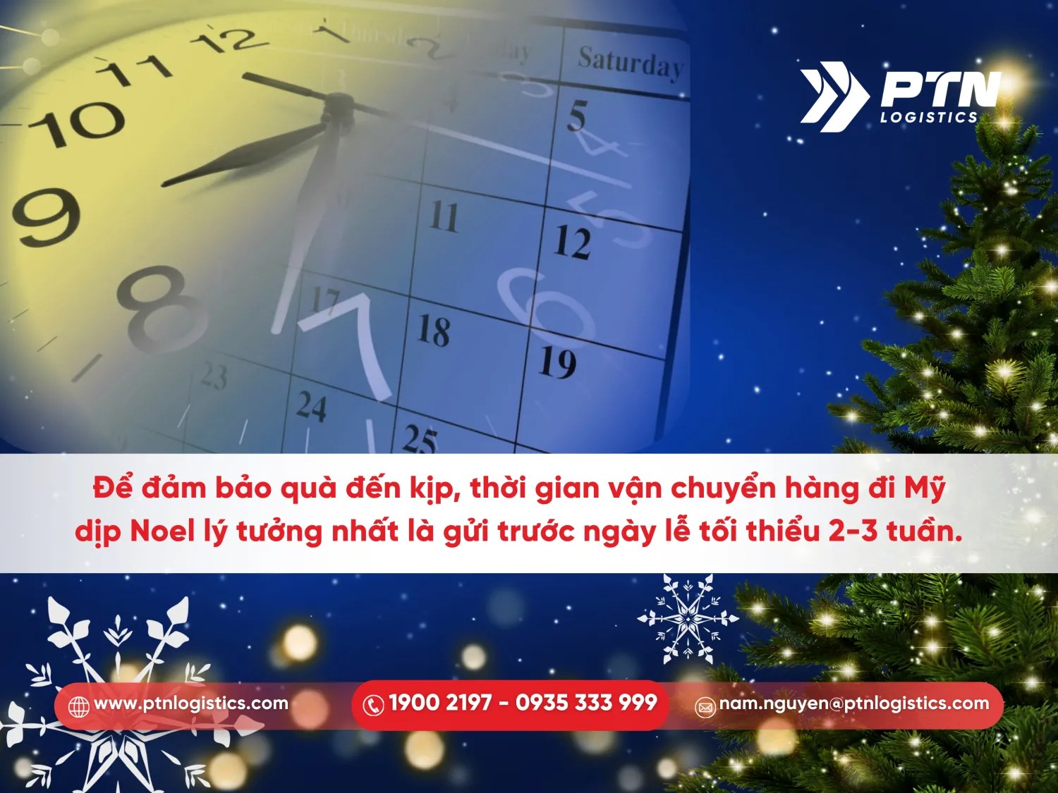 Thời gian của dịch vụ gửi hàng noel đi Mỹ