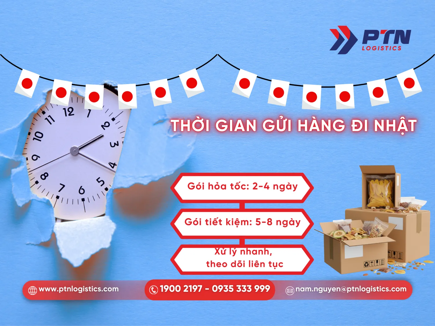Thời gian gửi đồ khô từ Việt Nam đi Nhật