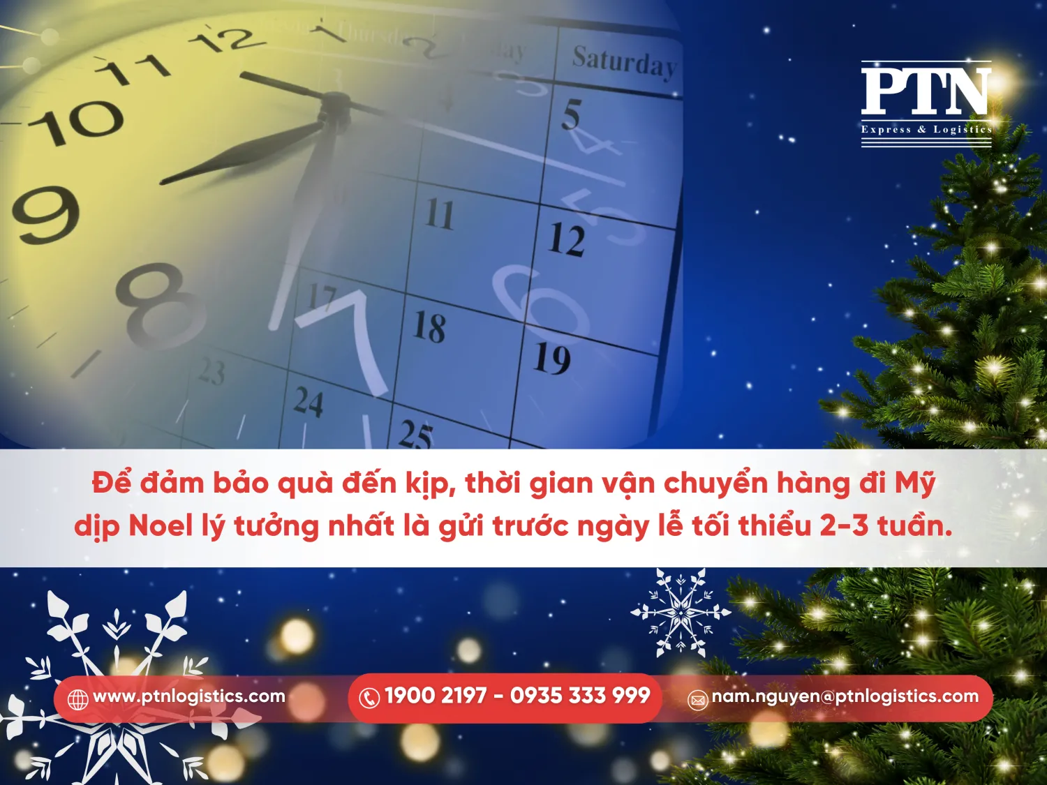 Thời gian gửi hàng noel đi Mỹ