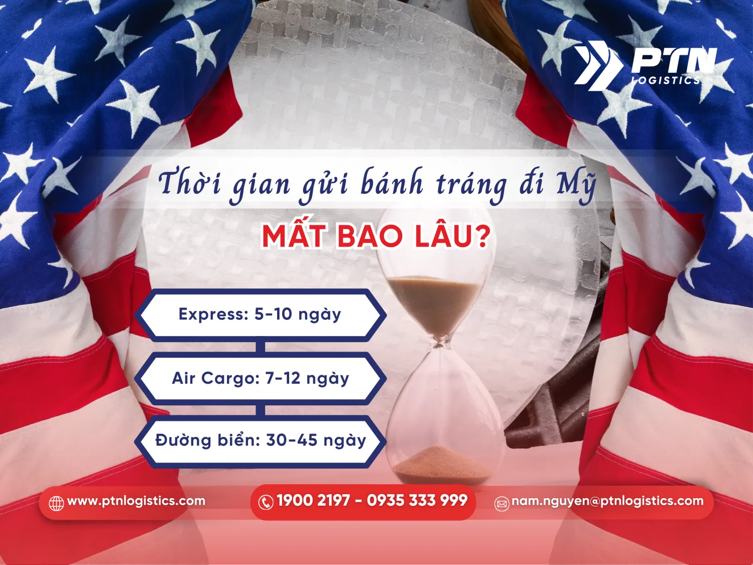 Thời gian vận chuyển bánh tráng đi Mỹ