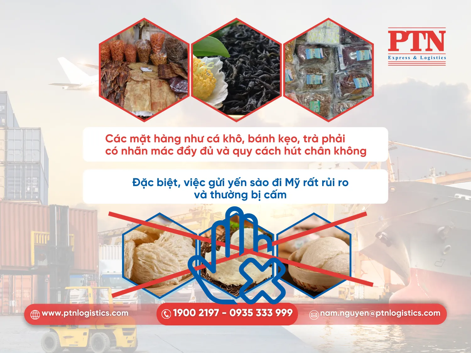 Thực phẩm và đồ uống là hàng gửi đi Mỹ có điều kiện