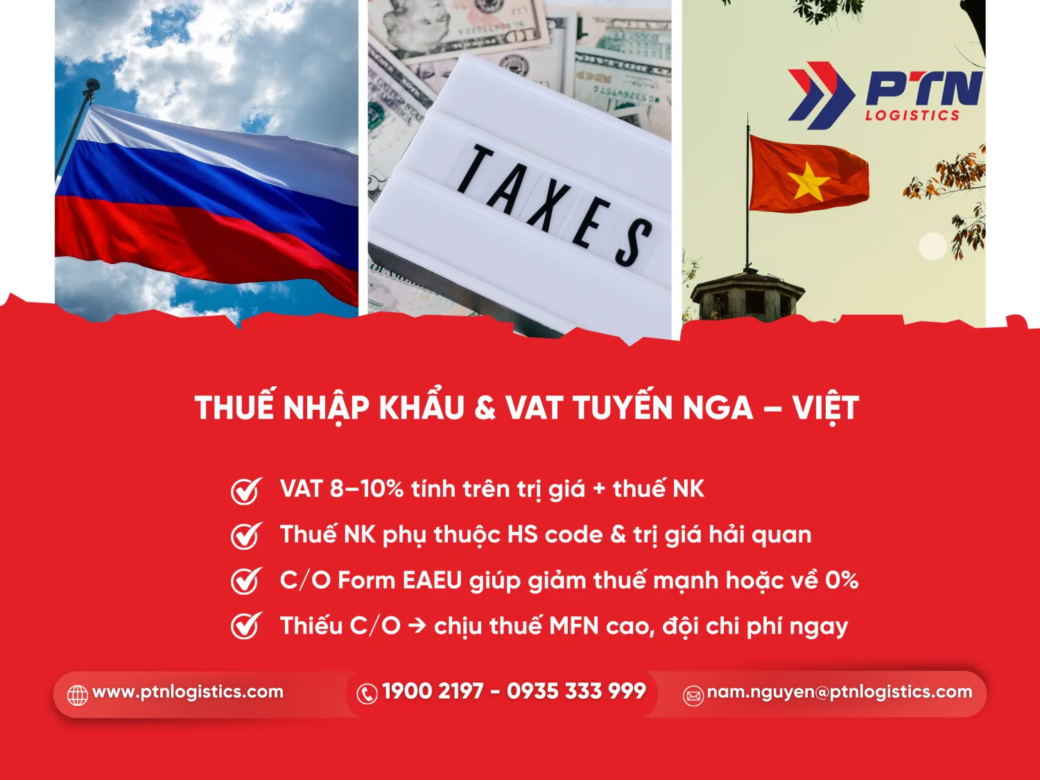 Thuế nhập khẩu và thuế giá trị gia tăng tuyến Nga-Việt