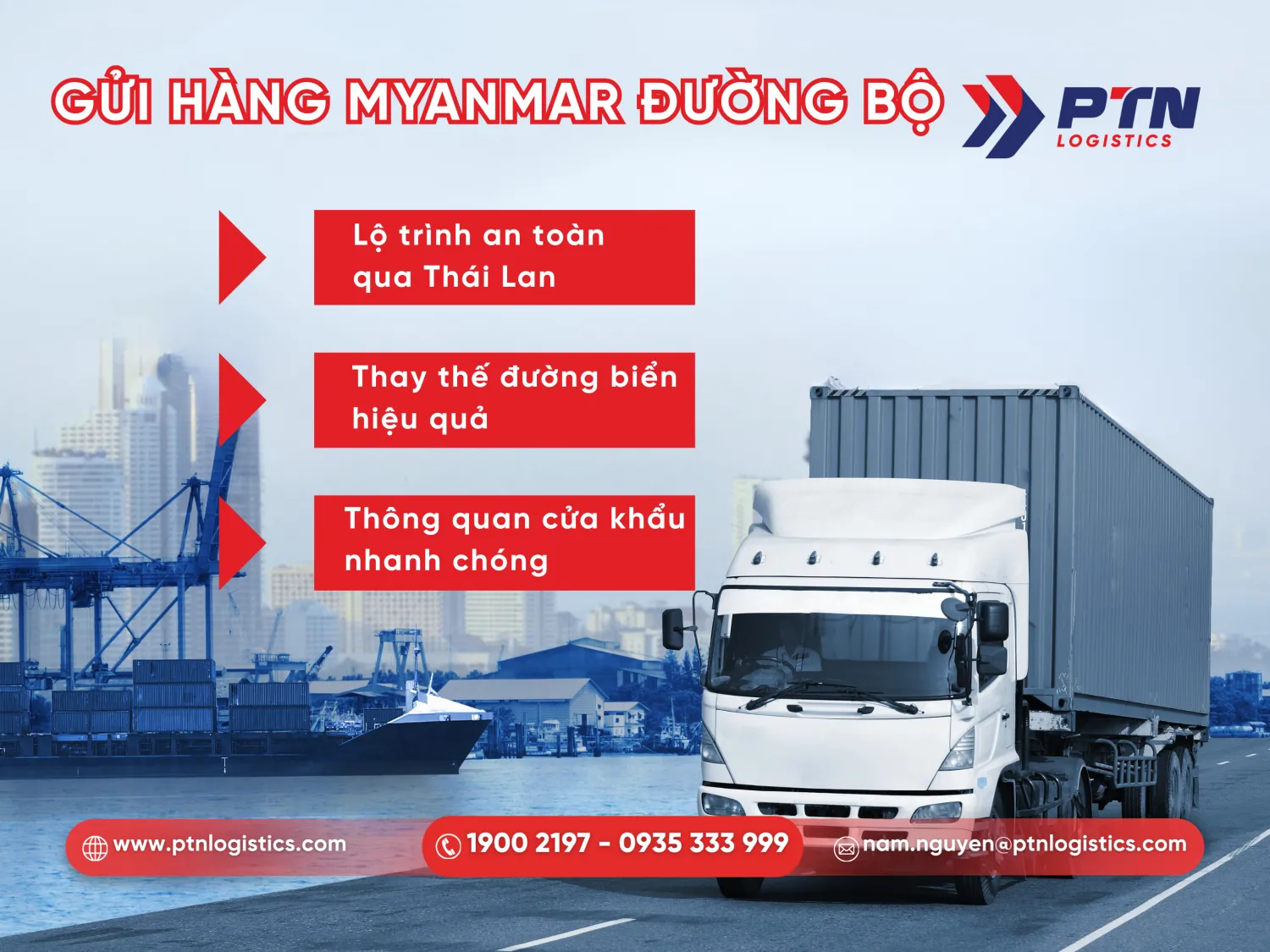 Vận chuyển bằng đường bộ đi Myanmar