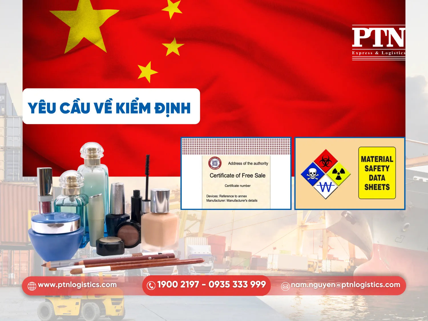 Yêu cầu về kiểm định khi gửi mỹ phẩm đi Trung Quốc bằng đường chính ngạch