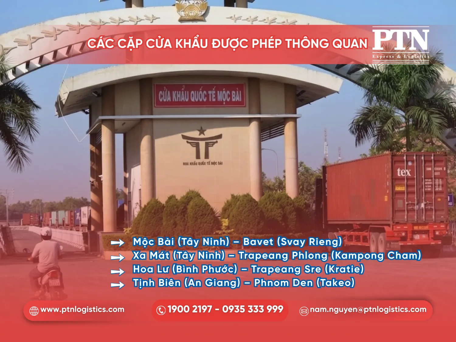 Các cặp cửa khẩu quốc tế được phép thông quan