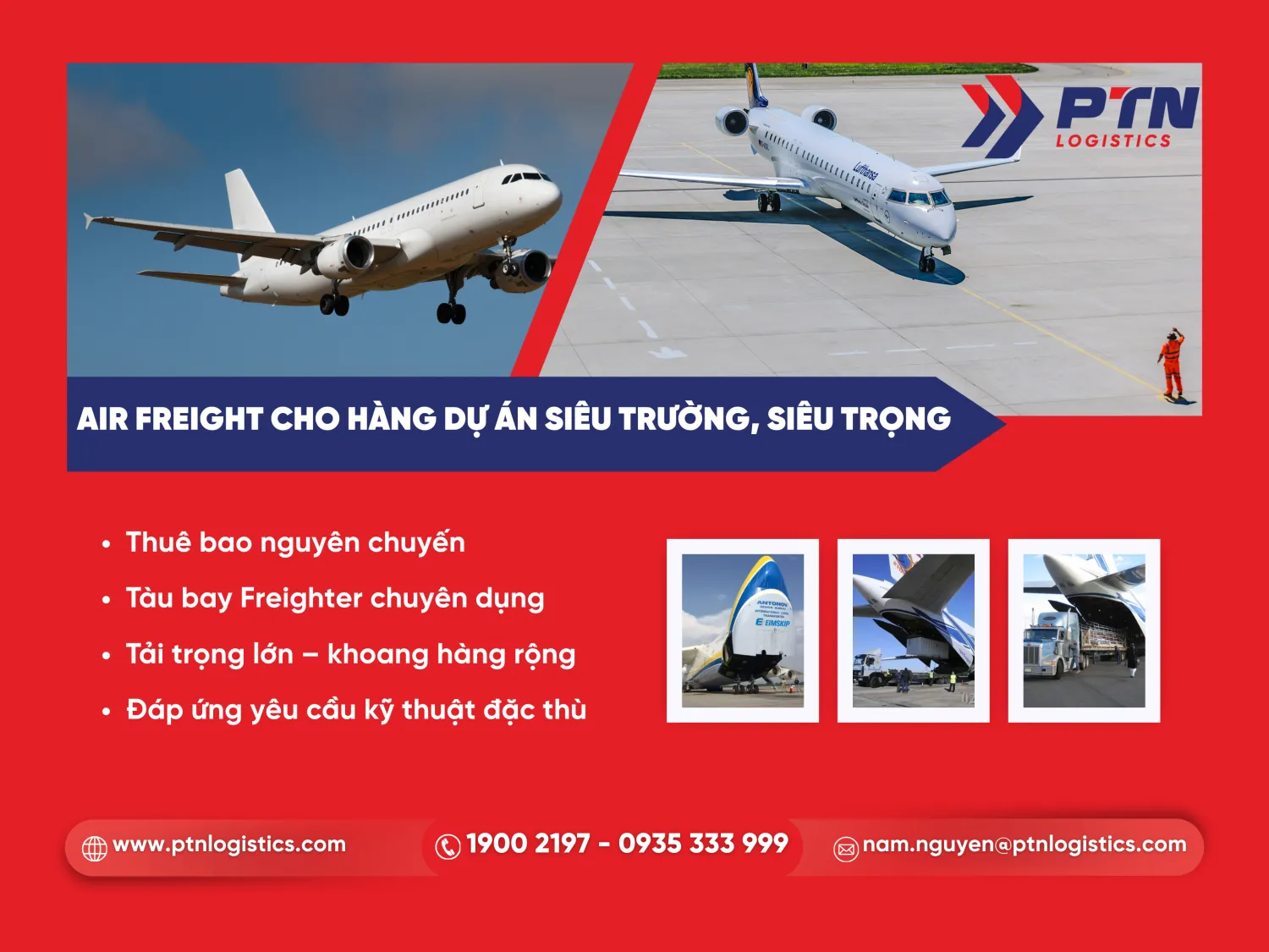 Air freight cho các hàng dự án siêu trường siêu trọng