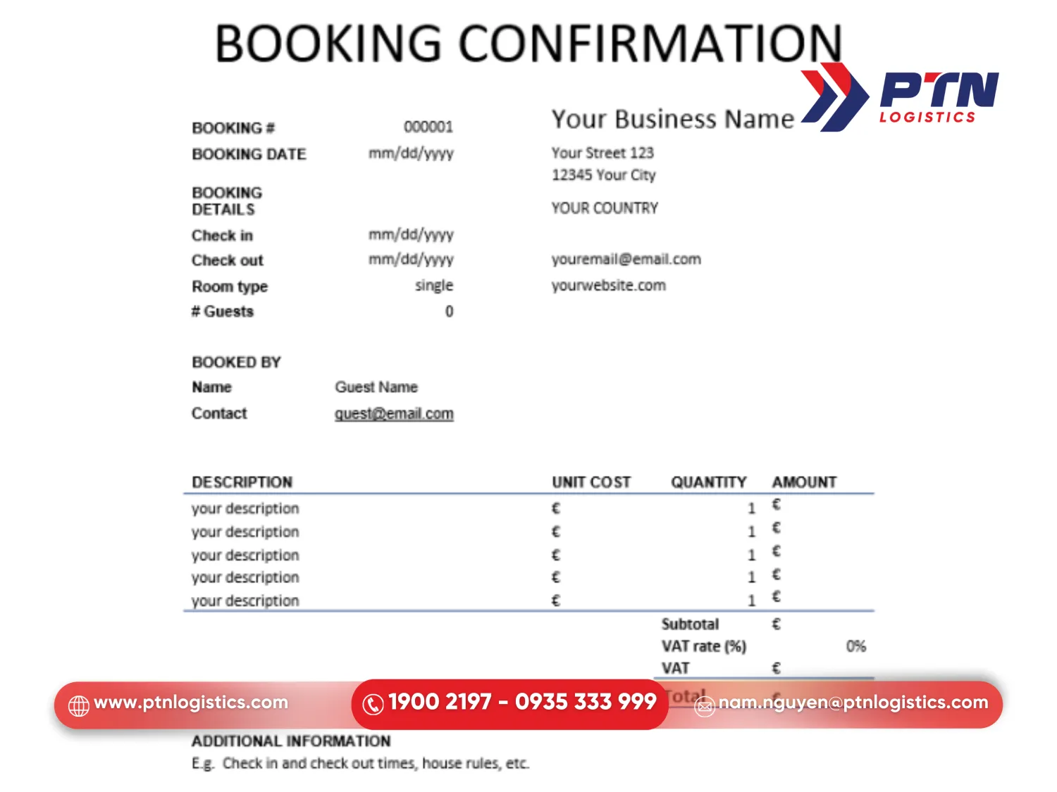 Booking confirmation là thỏa thuận sơ bộ