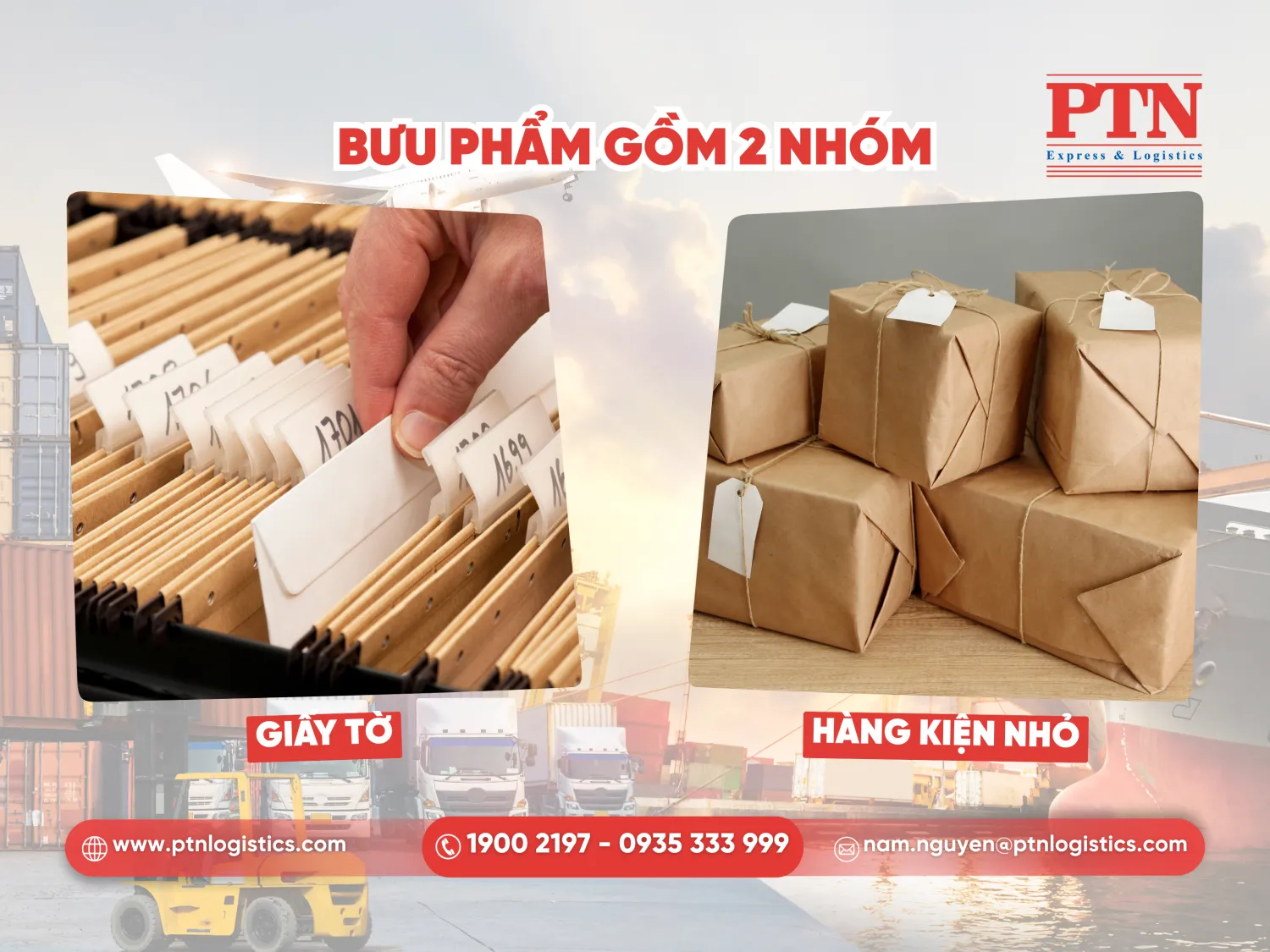 Bưu phẩm gồm 2 nhóm: Giấy tờ và hàng kiện nhỏ