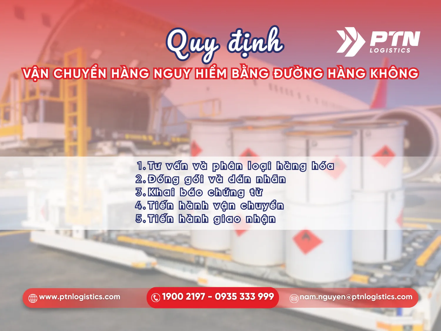 Các bước vận chuyển hàng nguy hiểm bằng máy bay