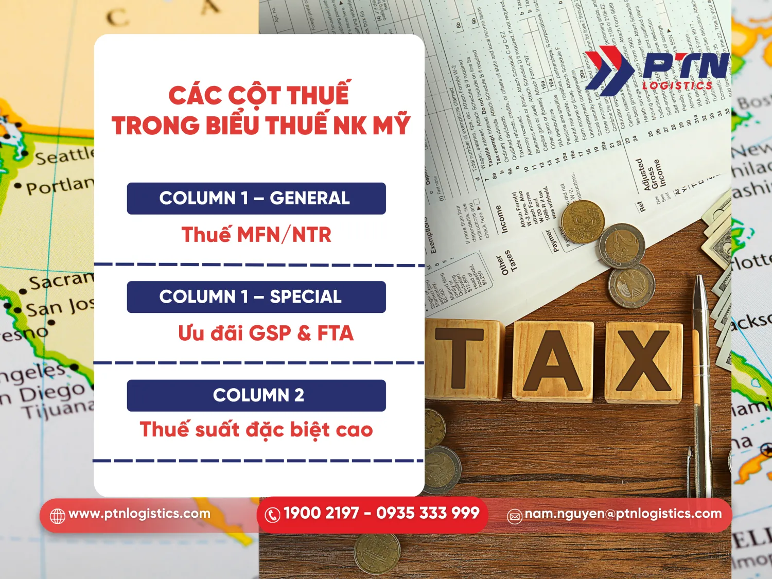 Các cột thuế trong biểu thuế nhập khẩu Mỹ
