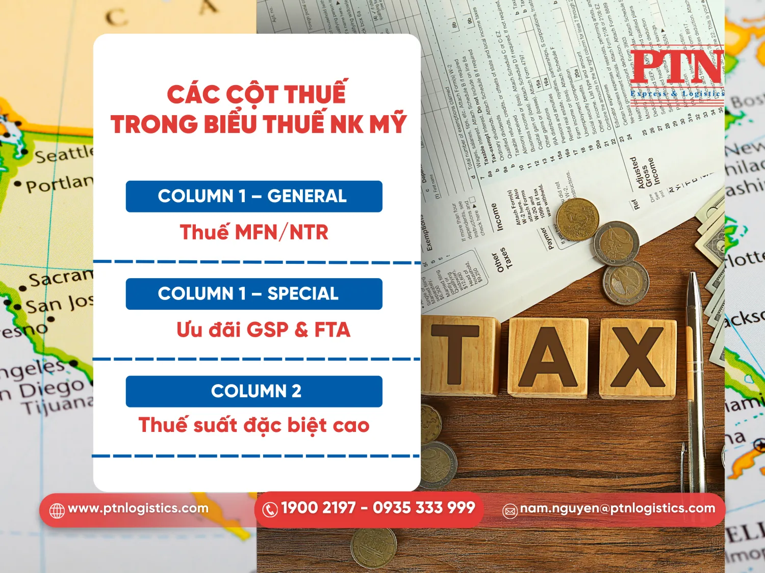 Các cột thuế trong biểu thuế NK Mỹ