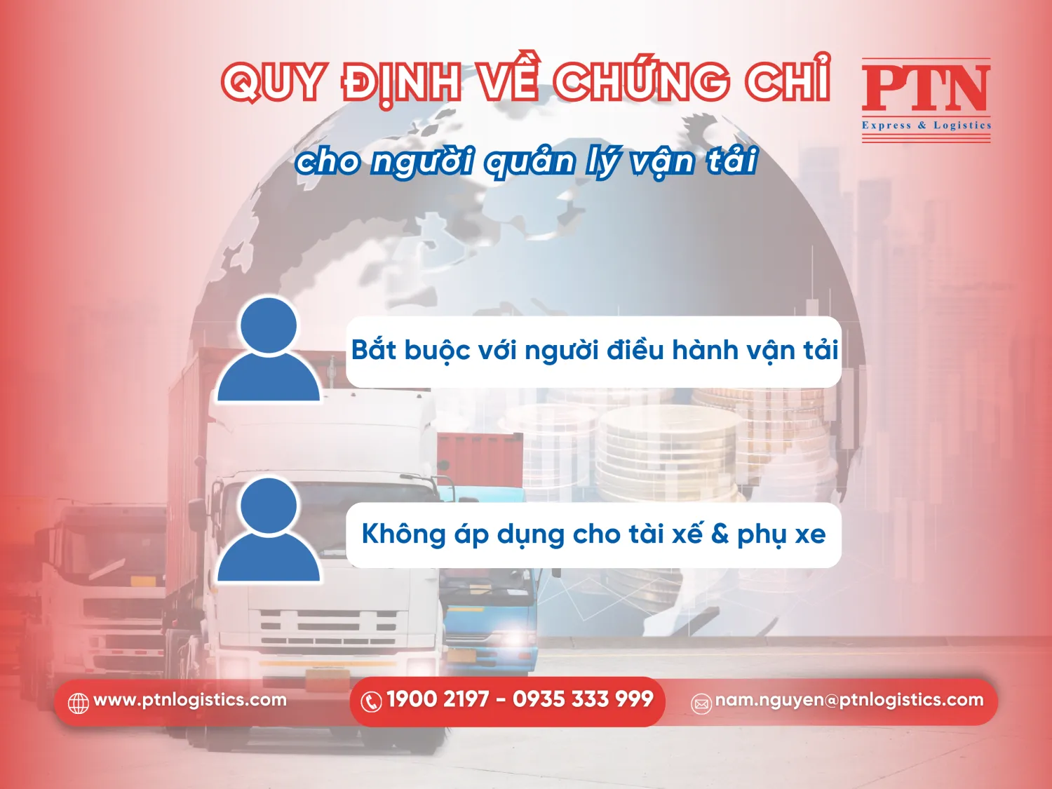Các đối tượng phải có chứng chỉ vận tải