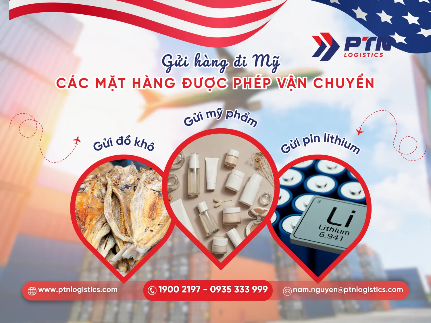 Các hàng hóa được phép vận chuyển đi Mỹ