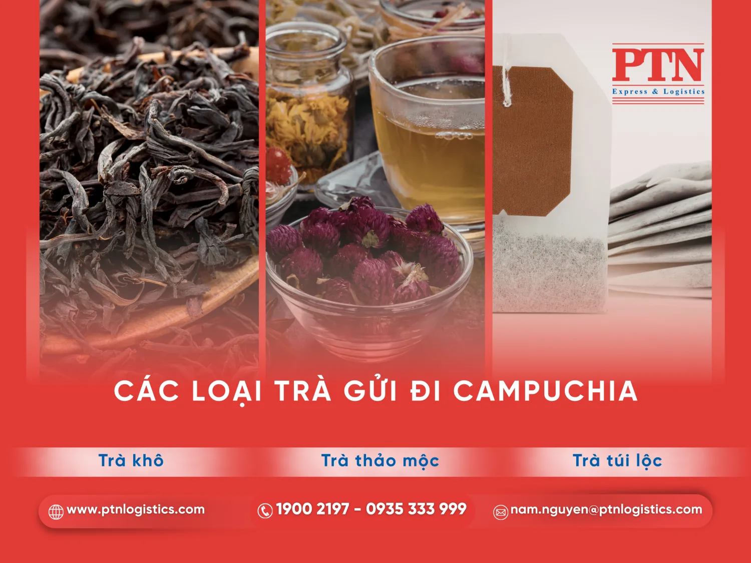 Các loại trà gửi đi Campuchia
