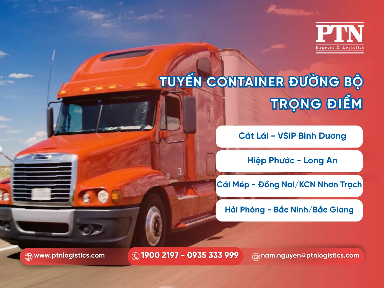 Các tuyến container đường bộ phổ biến hiện nay