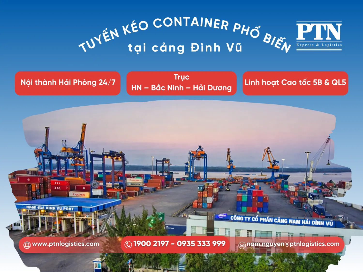 Các tuyến kéo container phổ biến tại cảng Đình Vũ
