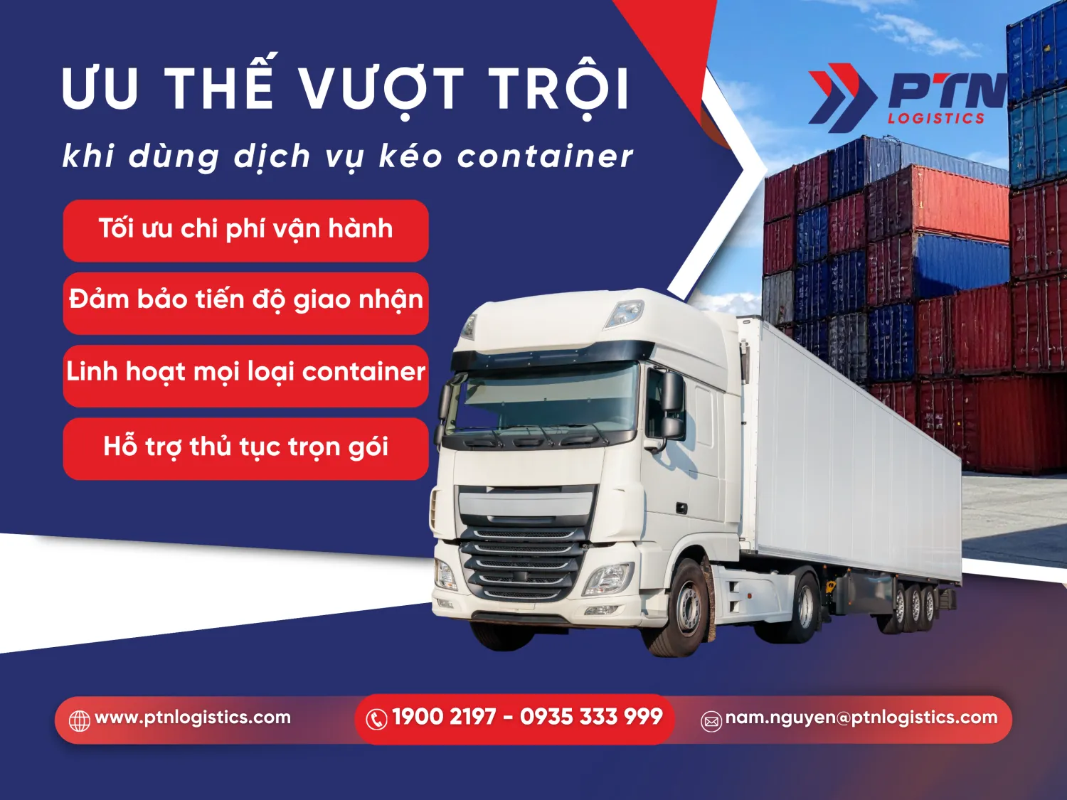 Các ưu điểm của dịch vụ kéo container 