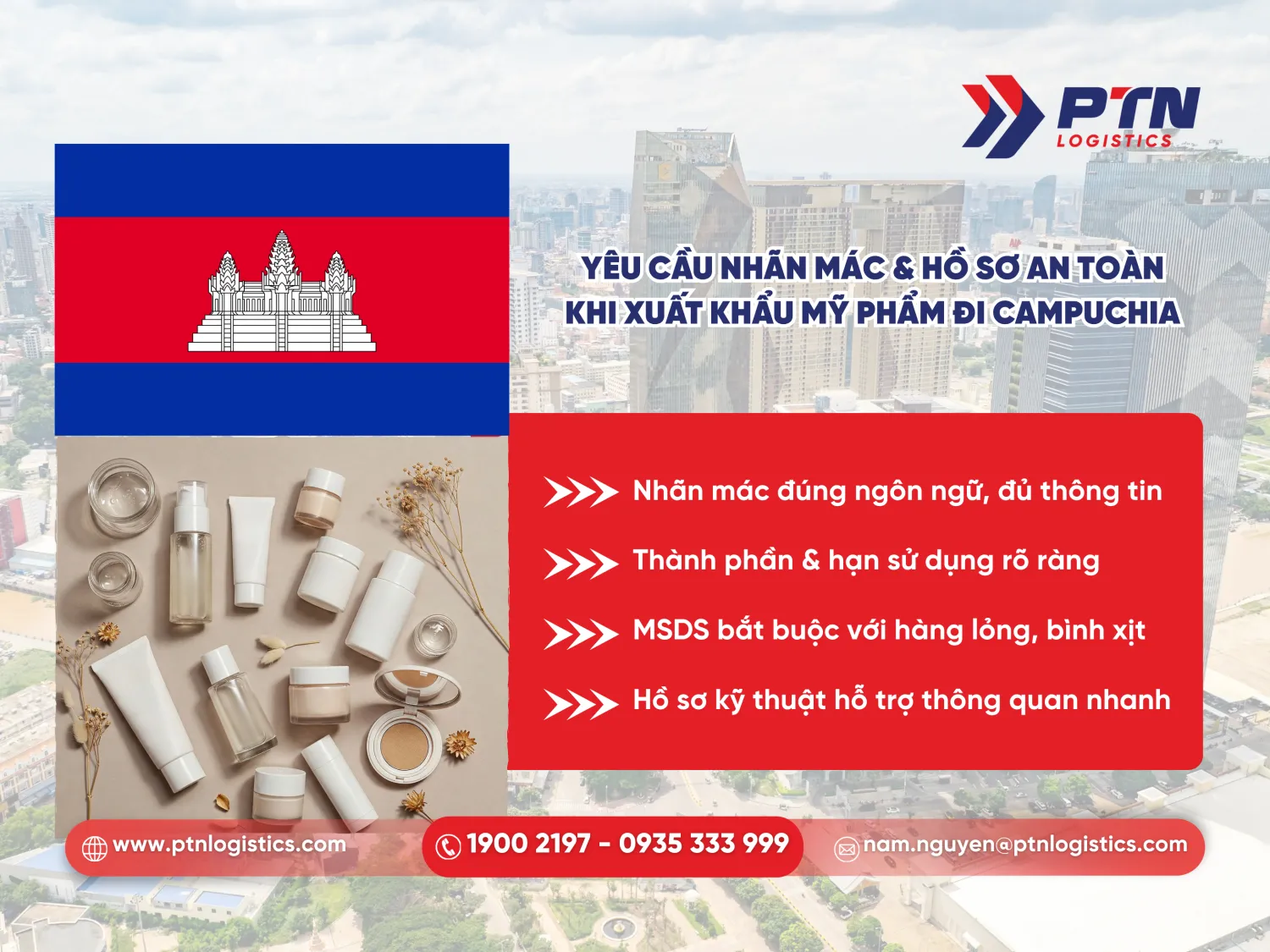 Các yếu cầu nhãn mác và hồ sơ an toàn khi xuất khẩu mỹ phẩm đi Campuchia