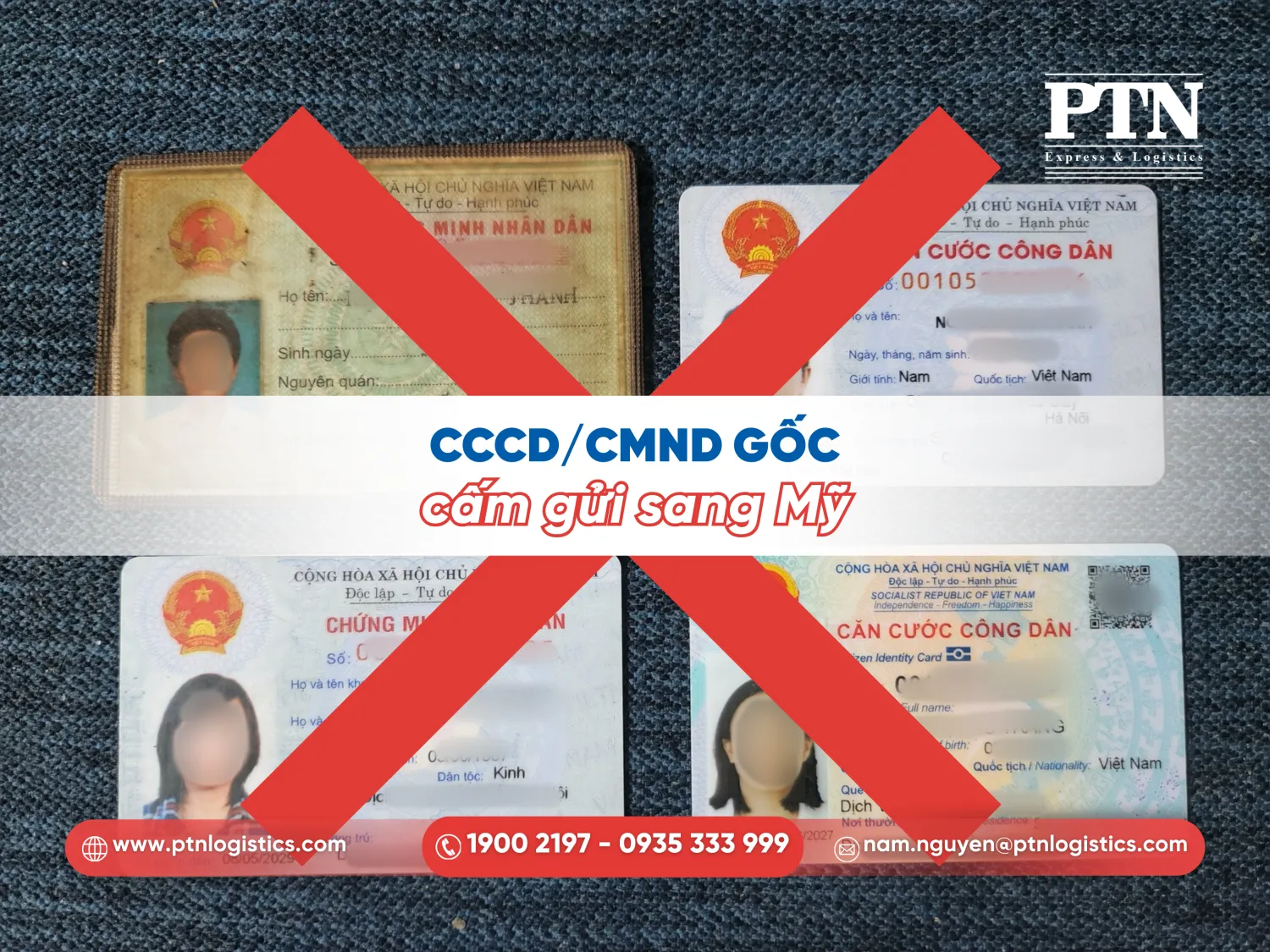 Cấm gửi CCCD/CMND gốc sang Mỹ