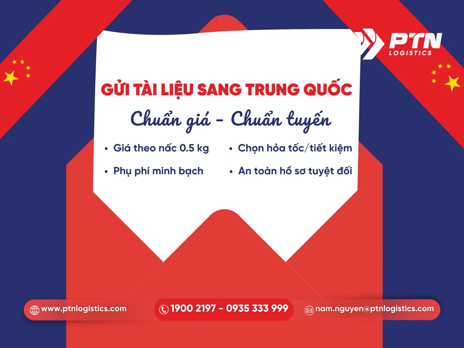 Chi phí gửi thư đi Trung Quốc