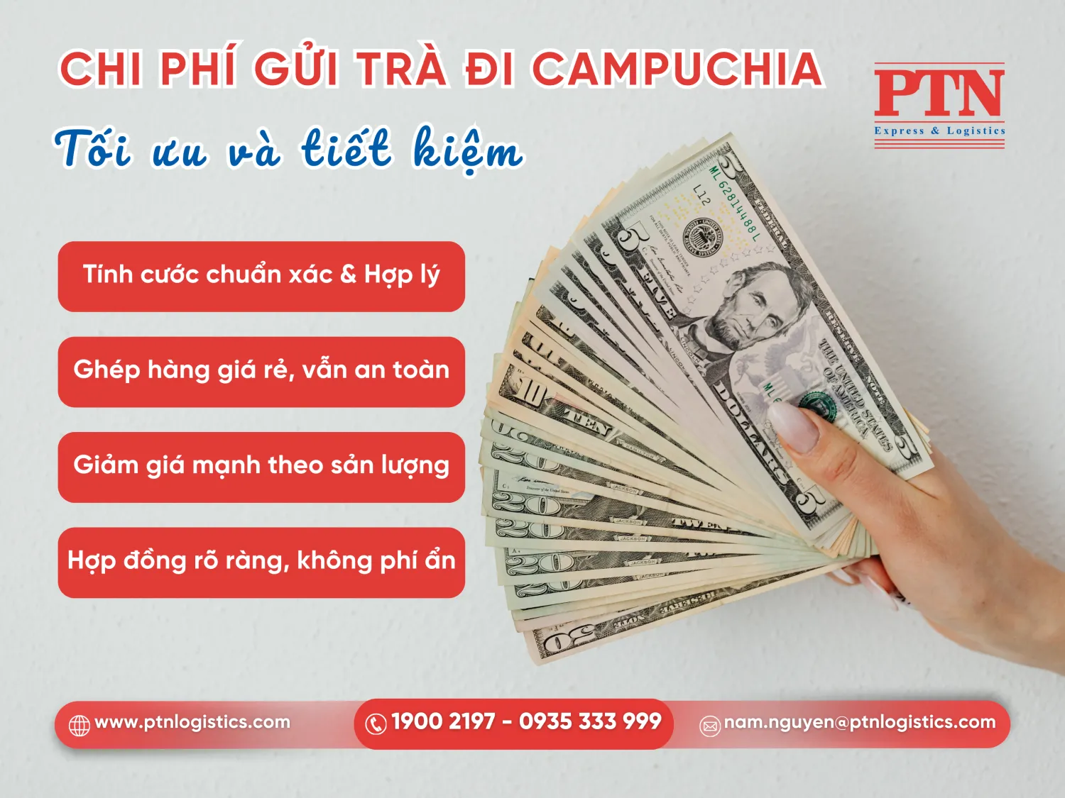 Chi phí gửi trà đi Campuchia