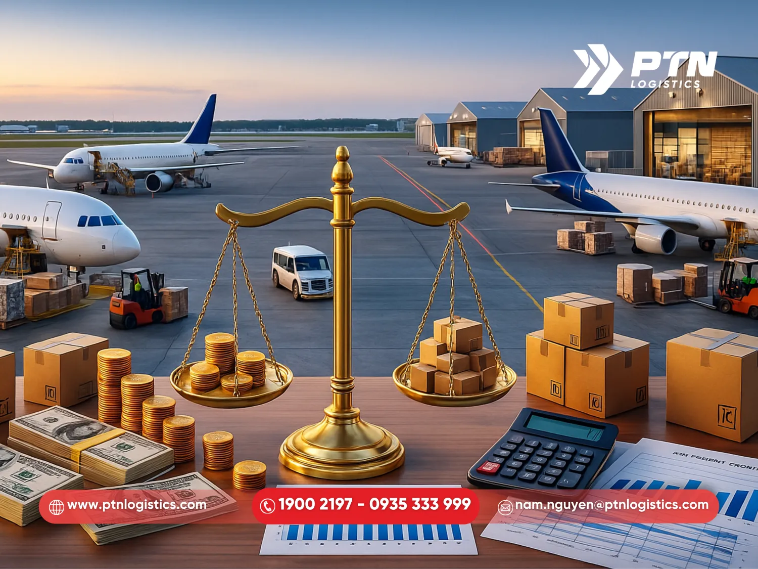 Cước hàng không sẽ phụ thuộc vào trọng lượng thực và trọng lượng thể tích của kiện hàng