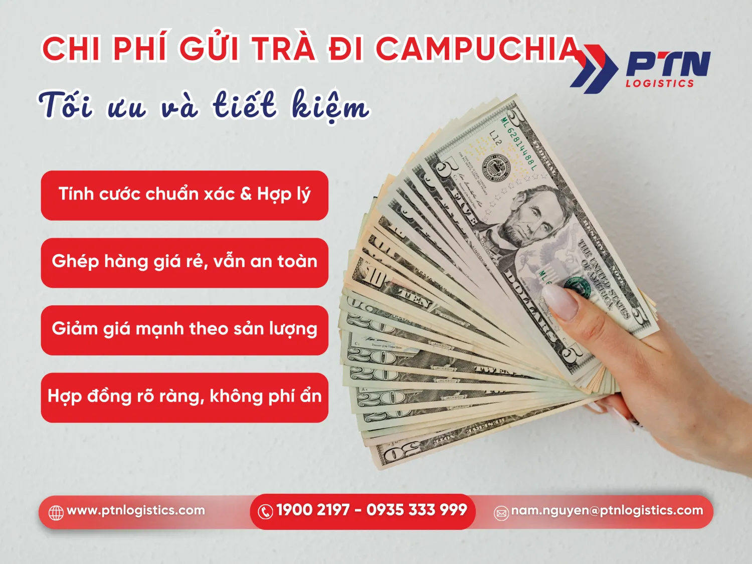 Cước phí gửi trà đi Campuchia