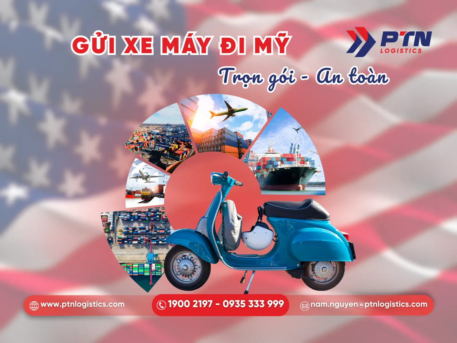 Dịch vụ gửi xe máy đi Mỹ