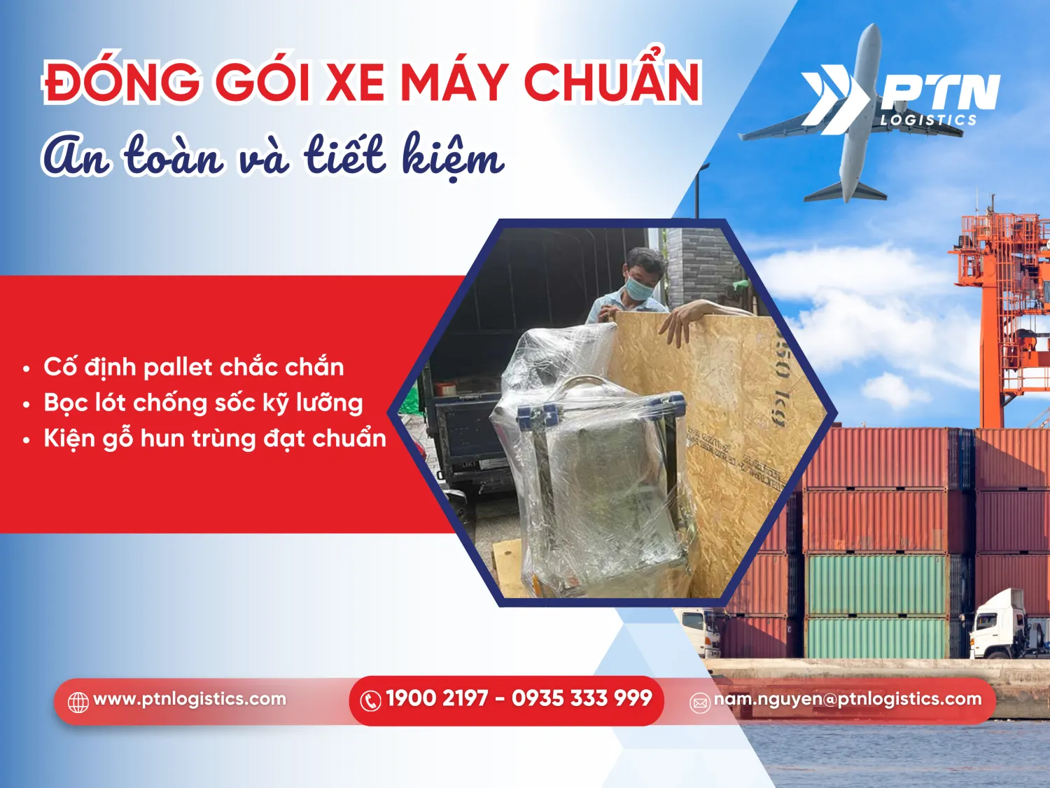 Đóng gói xe máy chuẩn quốc tế