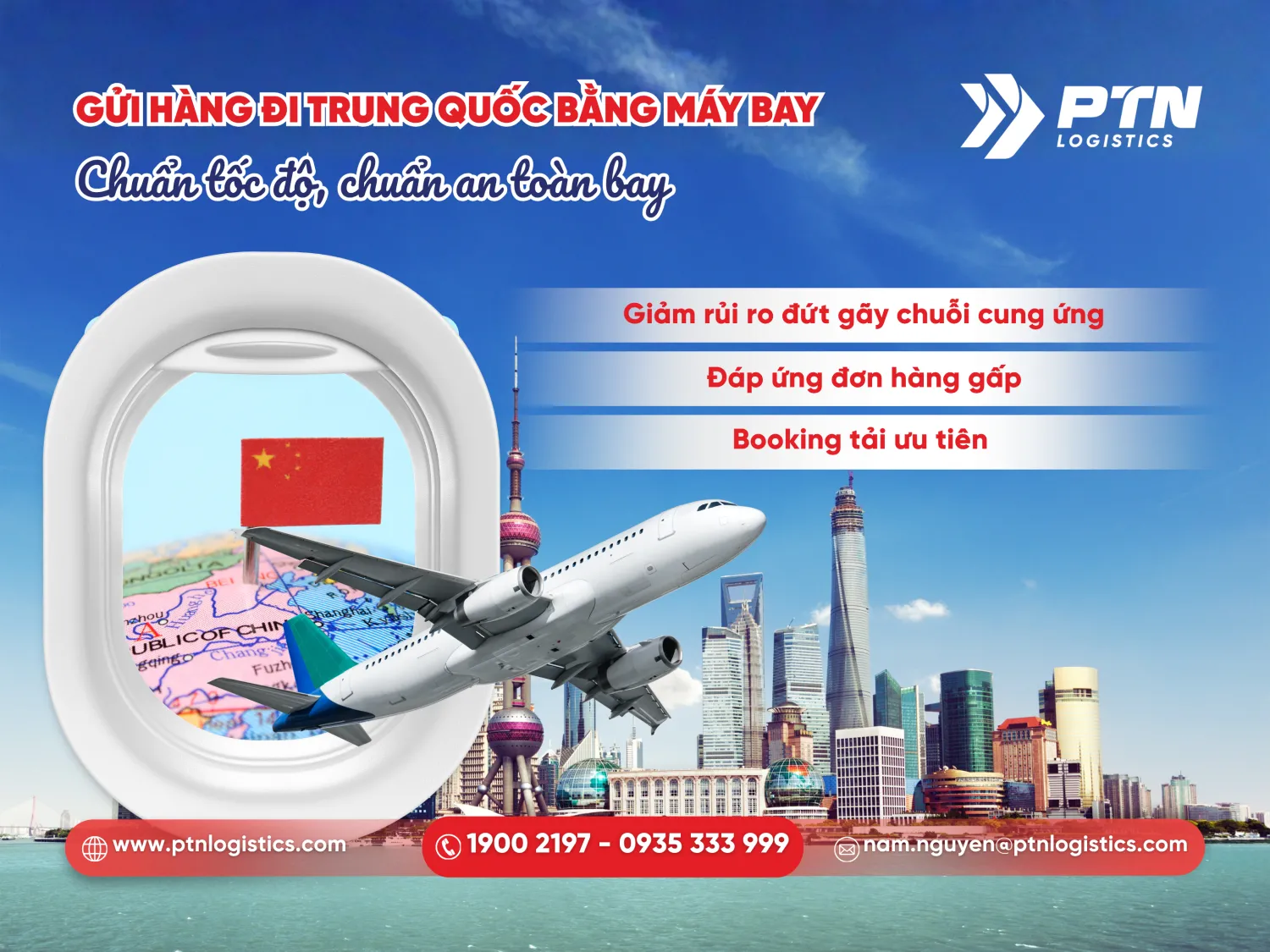 Gửi hàng đi Trung Quốc bằng máy bay chuẩn tốc độ, chuẩn an toàn bay