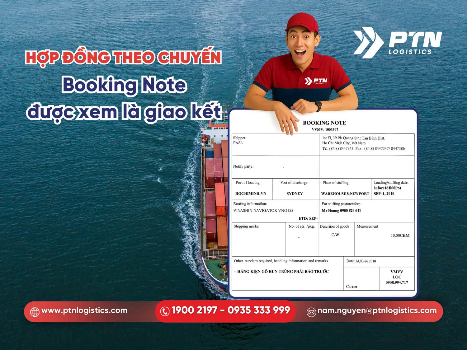 Hợp đồng theo chuyến (Booking note) được xem là bàn giao kết