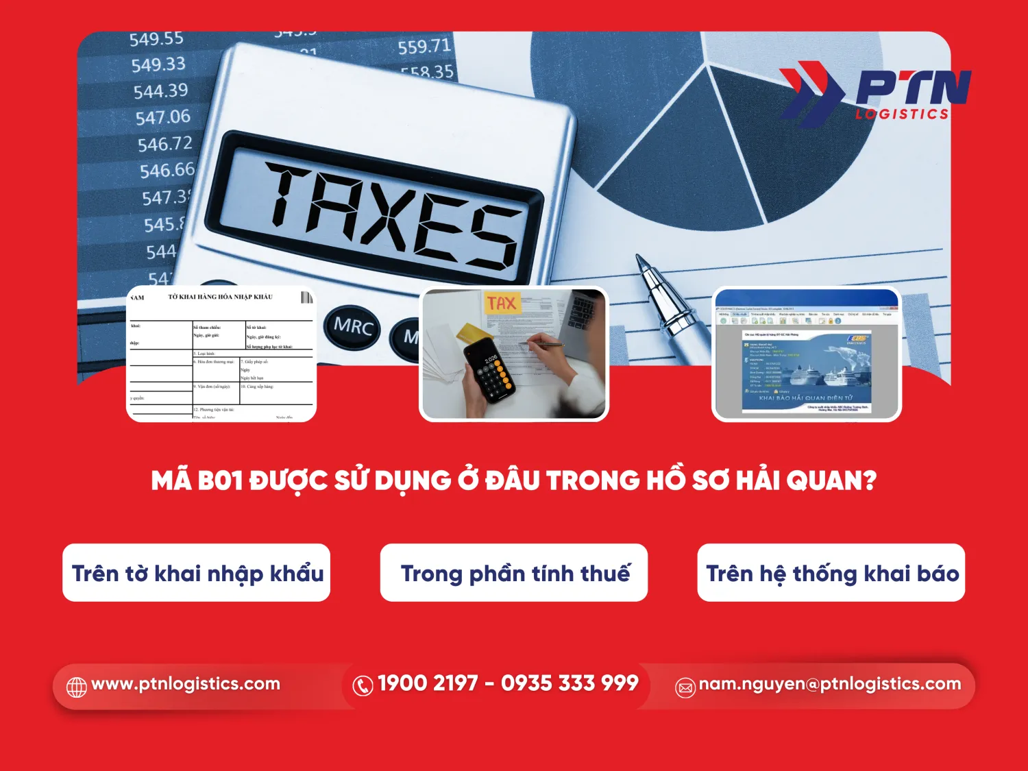 Mã biểu thuế B01 được sử dụng ở đâu trong hồ sơ hải quan