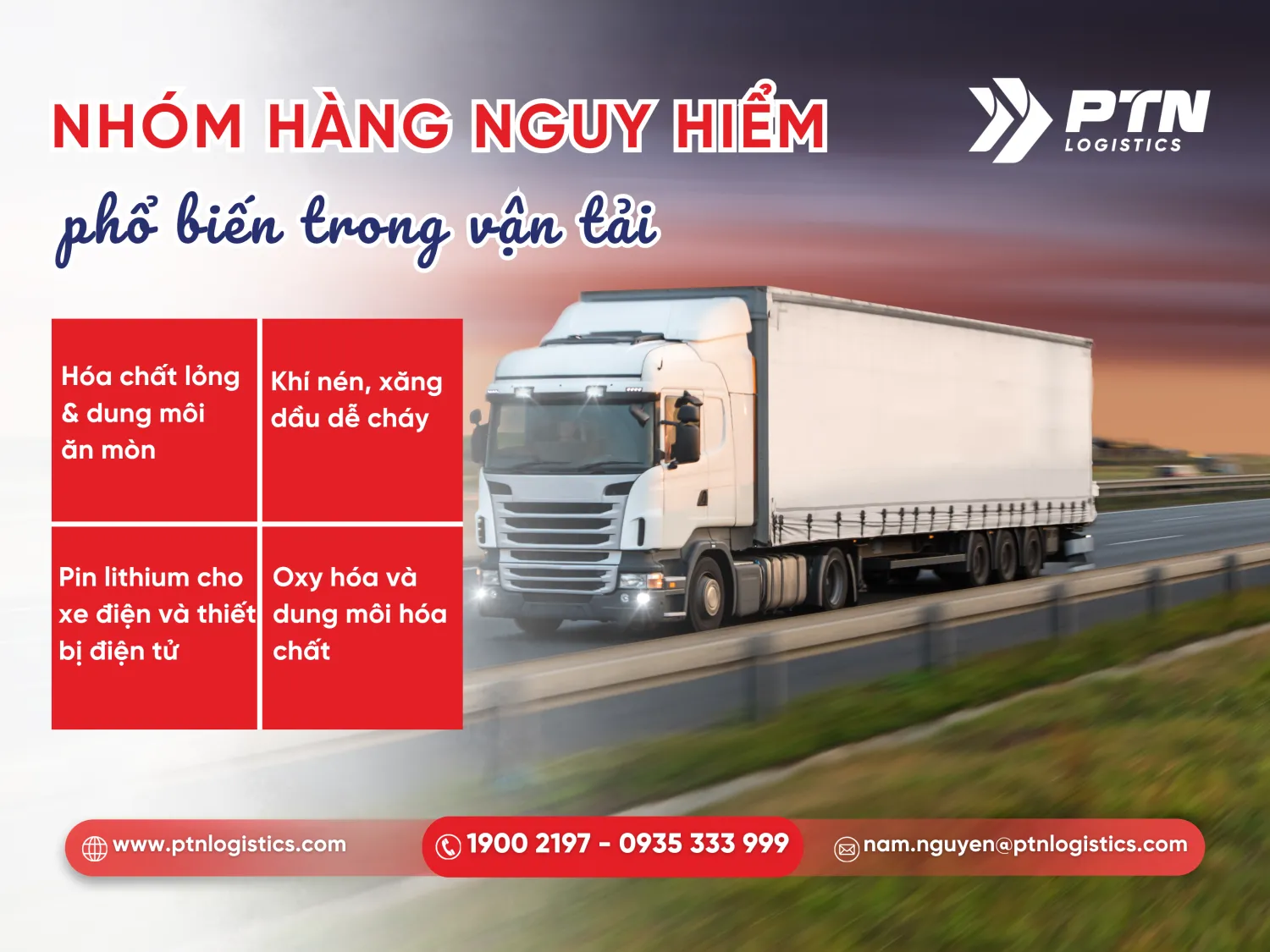 Nhóm hàng nguy hiểm thường vận chuyển đường bộ