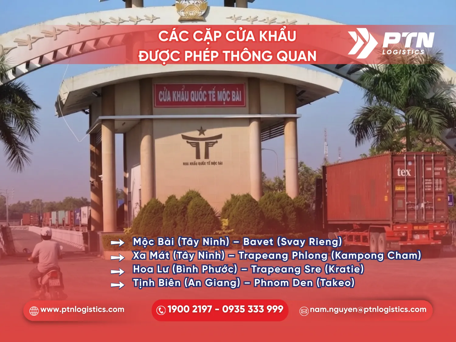 Những cặp cửa khẩu quốc tế được phép thông quan
