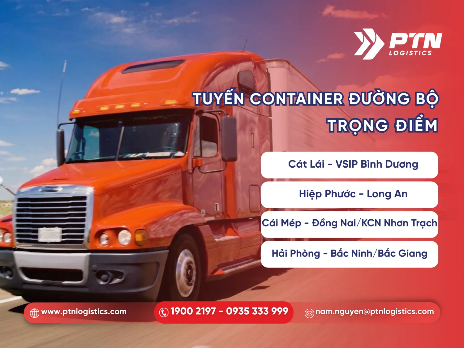 Những tuyến container đường bộ phổ biến hiện nay