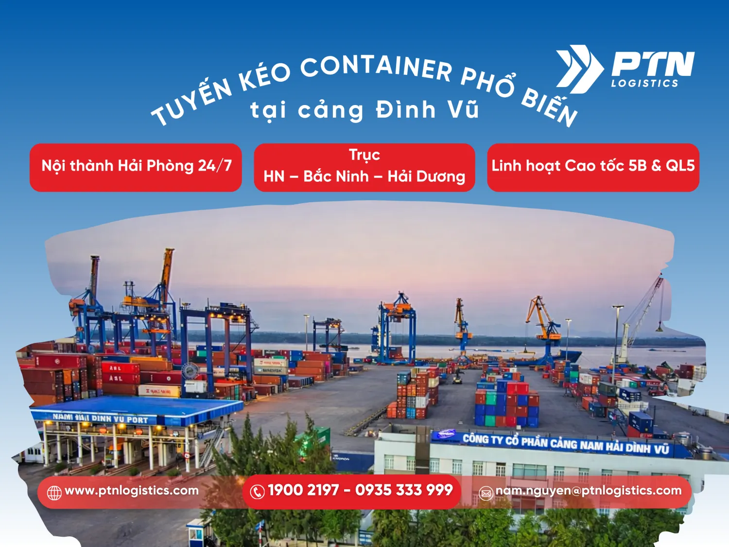 Những tuyến kéo container phổ biến tại cảng Đình Vũ