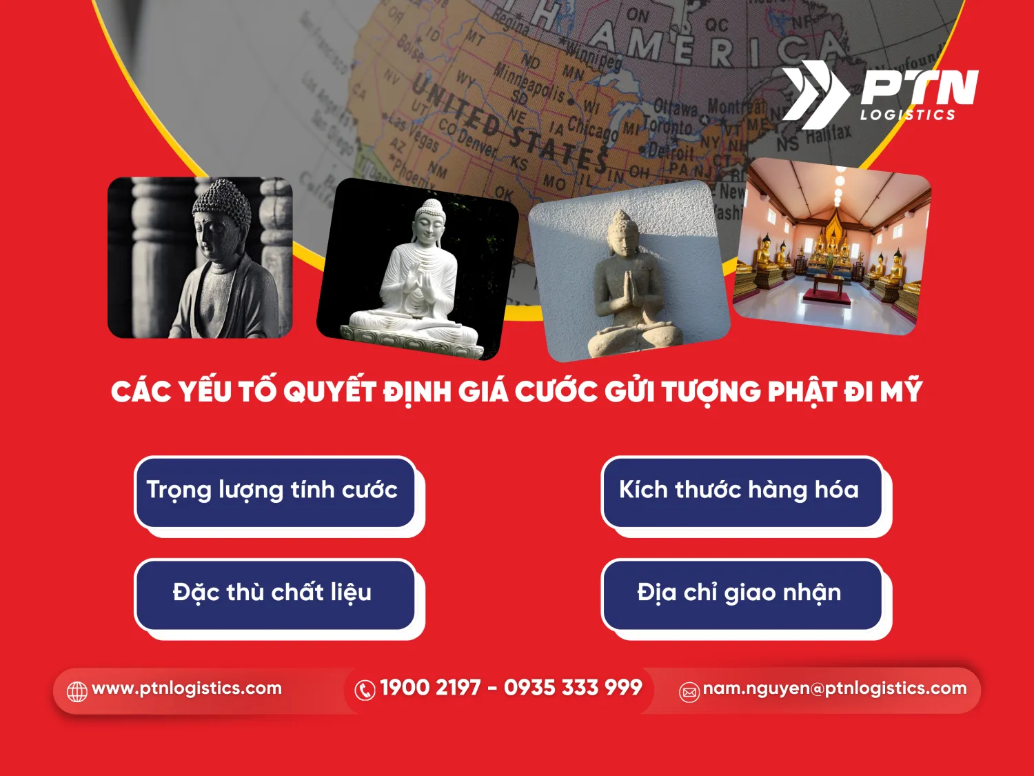 Những yếu tố quyết định giá cước gửi tượng phật gửi đi Mỹ
