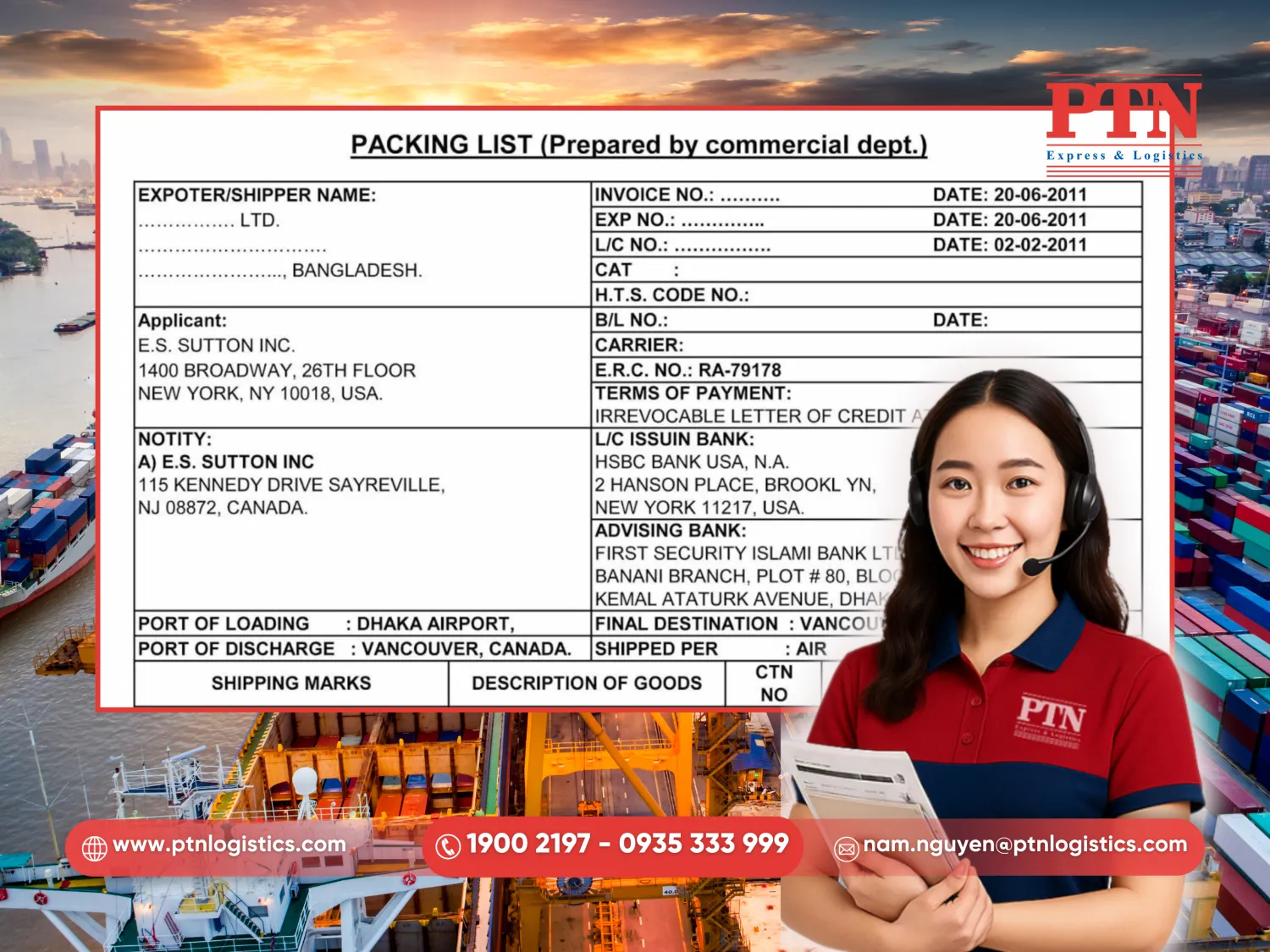 Paking list (phiếu đóng gói)