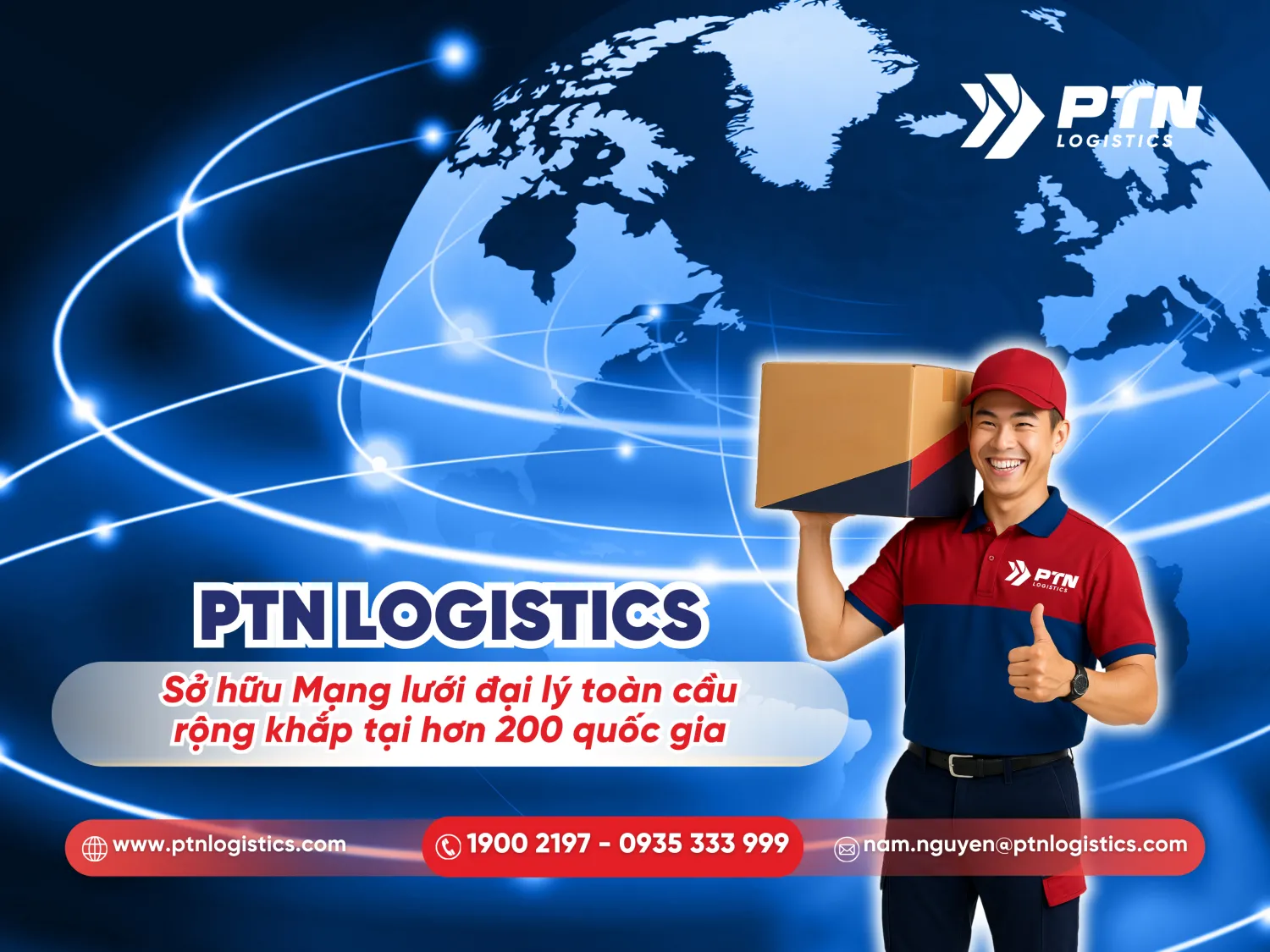 PTN sở hữu mạng lưới đại lý toàn cầu rộng khắp tại hơn 200 quốc gia