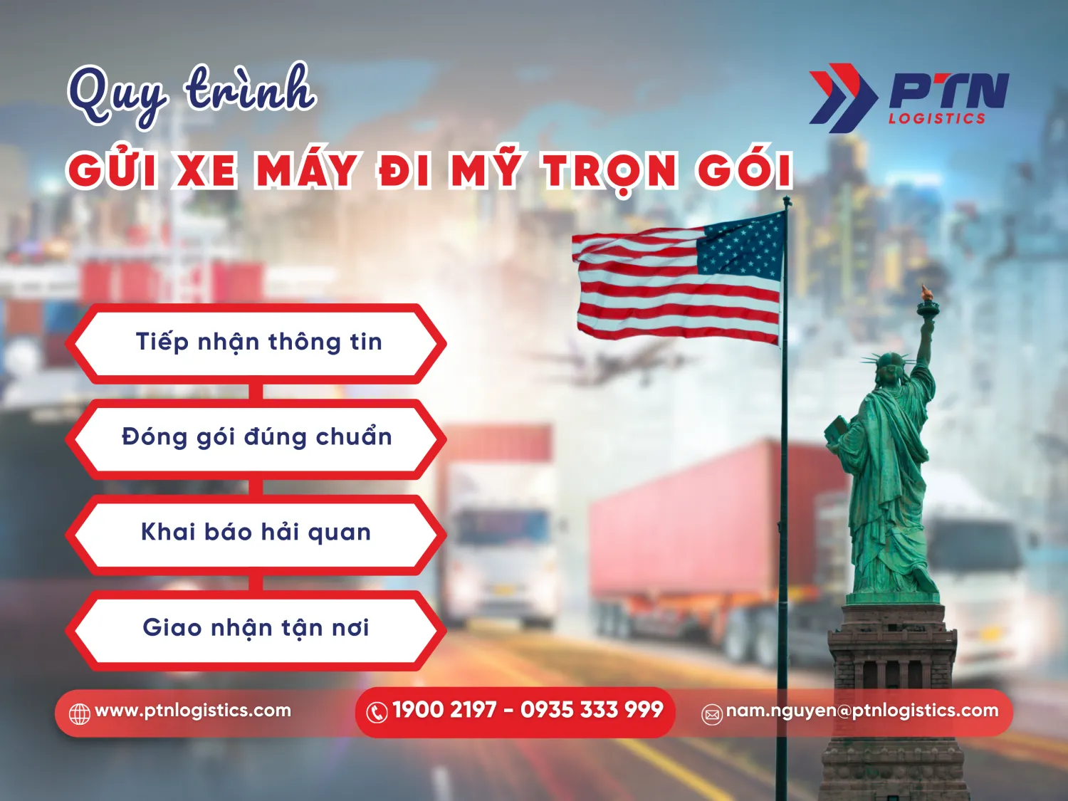 Quy trình các bước gửi đi xe máy đi Mỹ