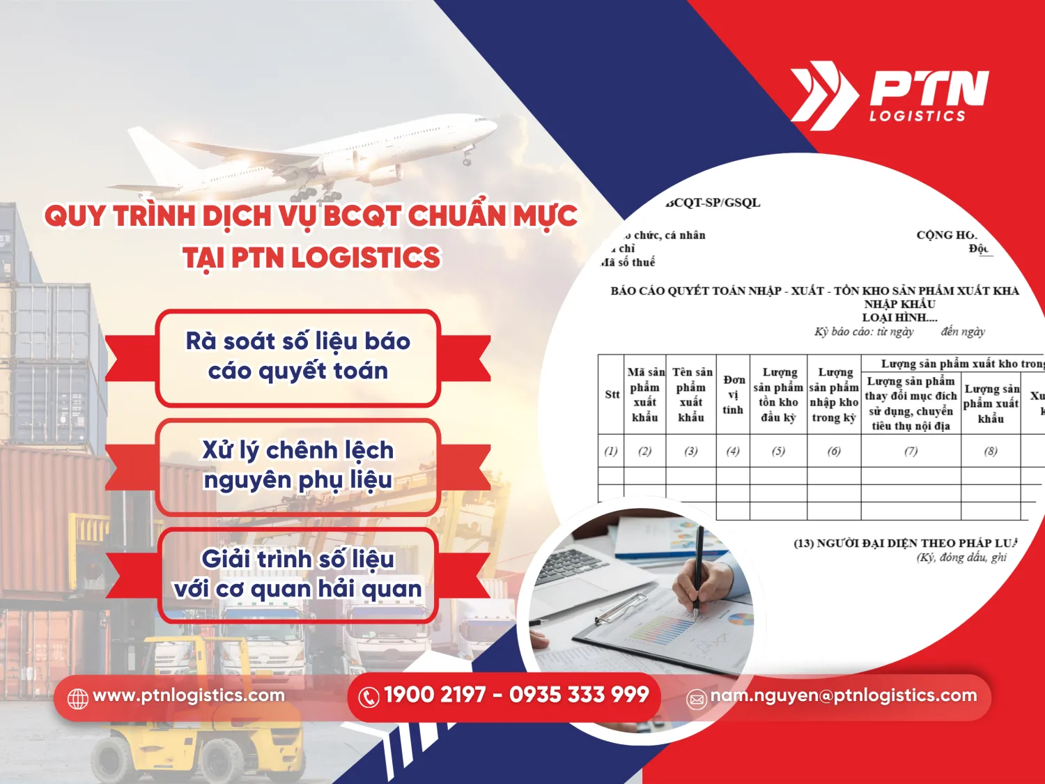 Quy trình của dịch vụ báo cáo quyết toán tại PTN Logistics
