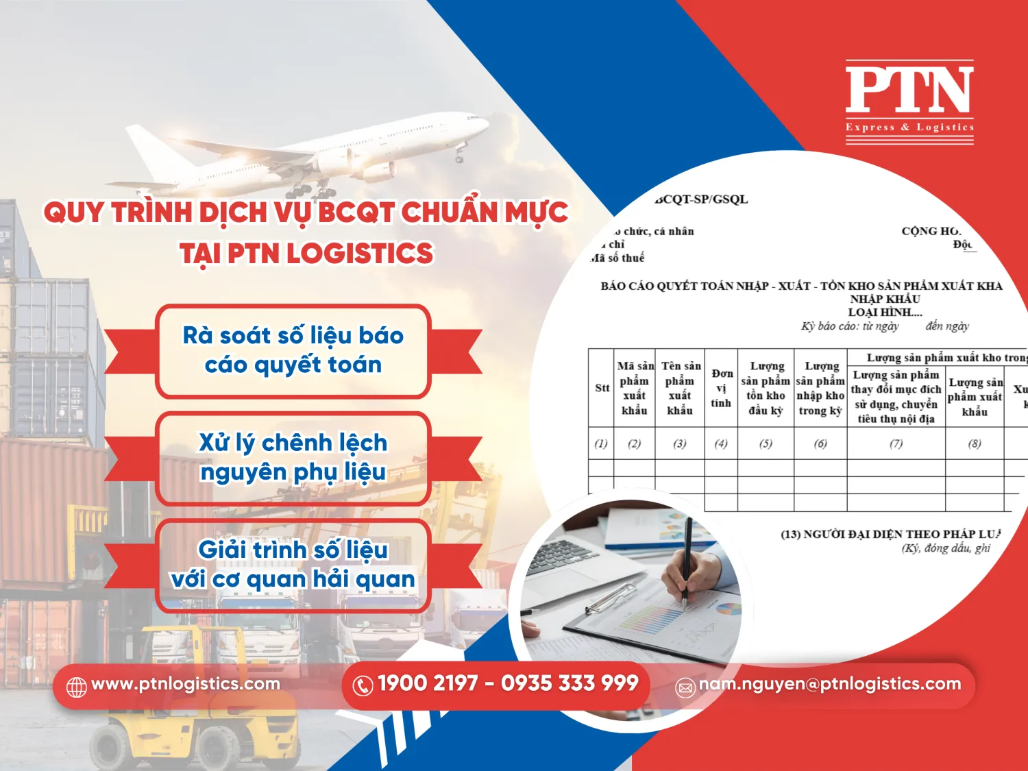 Quy trình dịch vụ báo cáo quyết toán tại PTN Logistics