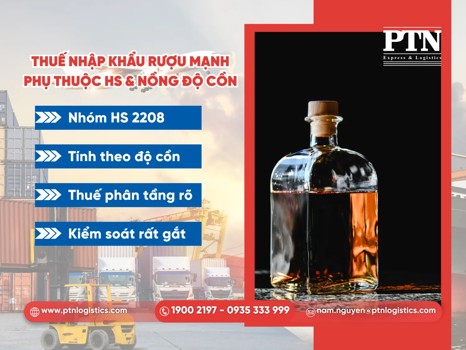 Thuế nhập khẩu rượu mạnh phụ thuộc HS và nồng độ